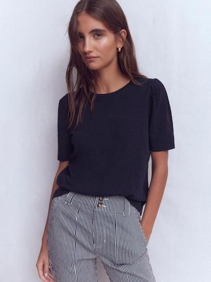 Boden Sophie Puff Sleeve T-Shirt, Navy, Navy
