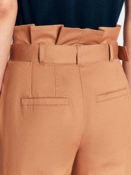 Boden Paper Bag Waist Straight Leg Trousers, Cappuccino - view 2, Cappuccino
