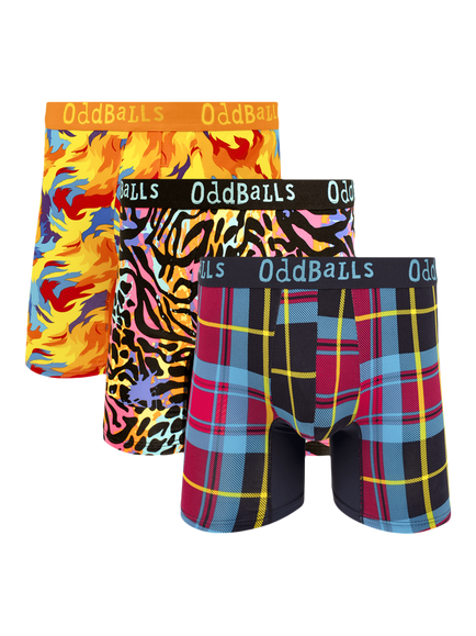 OddBalls Jazzy Bundle Boxers, Pack of 3, Multi, Multi