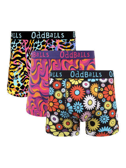 OddBalls New Bohemian Patterned Cotton Blend Boxers, Pack of 3, Multi, Multi