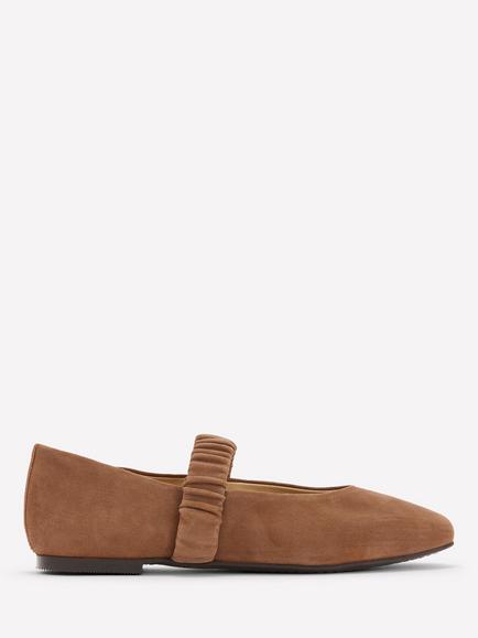 Boden Camilla Suede Ruched Ballerina Pumps, Brown, Brown