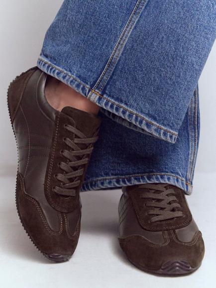 Boden Delphine Slim Suede Trainers, Chocolate - view 2, Chocolate