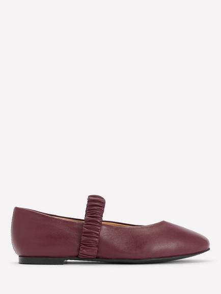 Boden Camilla Ruched Leather Ballerina Pumps, Oxblood, Oxblood