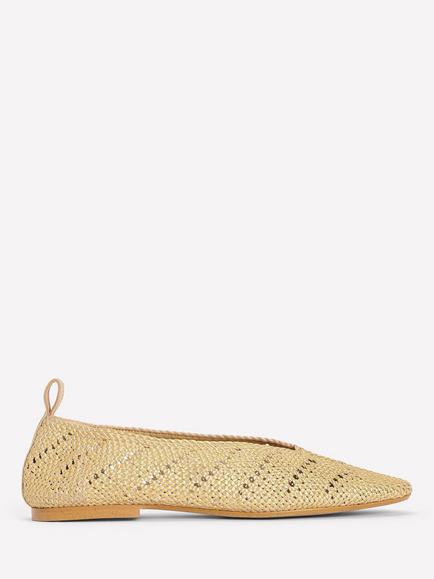 Boden Open Knit Ballerina Pumps, Gold, Gold