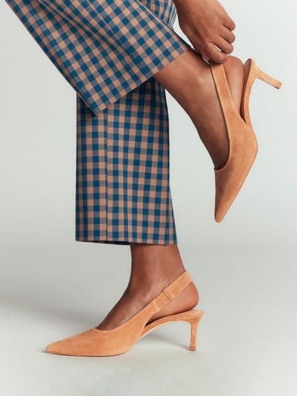 Boden Hope Suede Kitten Heel Slingback Sandals, Macchiato - view 2, Macchiato