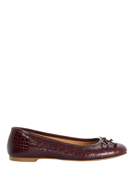 Dune London Helenne Leather Ballerina Pumps, Burgundy