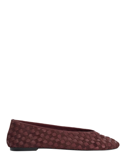 Dune London Homely Woven Leather Ballet Flats, Burgundy