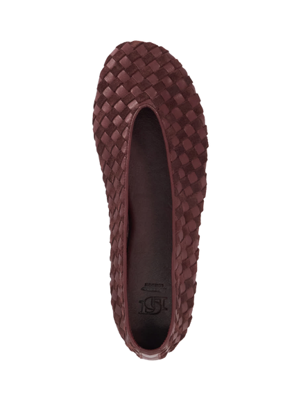 Dune London Homely Woven Leather Ballet Flats - view 2, Burgundy