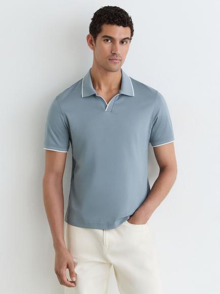 Reiss Nico Regular Fit Polo Shirt, Dusty Blue, Dusty Blue