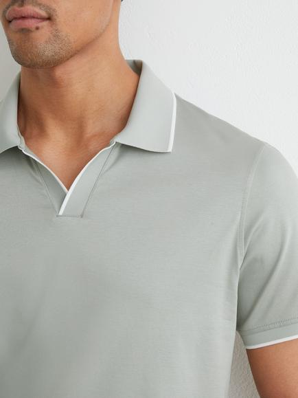 Reiss Nico Short Sleeve Polo Shirt - view 2, Light Sage Green
