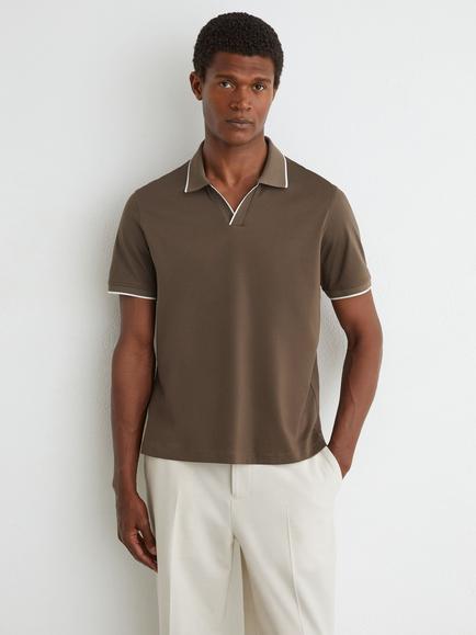 Reiss Nico Polo Shirt, Taupe Brown, Taupe Brown