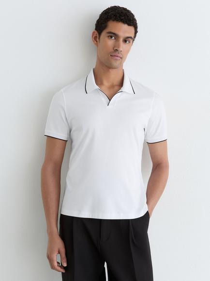 Reiss Nico Short Sleeve Polo Shirt, White