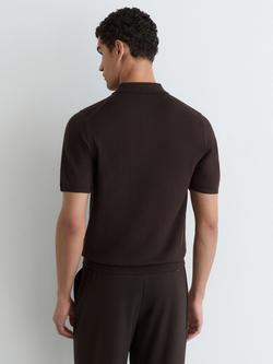 Reiss Drayton Pure Wool Short Sleeve Shirt - view 2, Bitter Brown