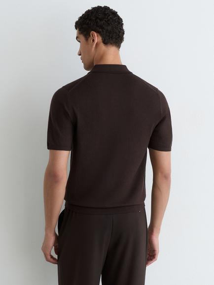 Reiss Drayton Pure Wool Short Sleeve Shirt - view 2, Bitter Brown