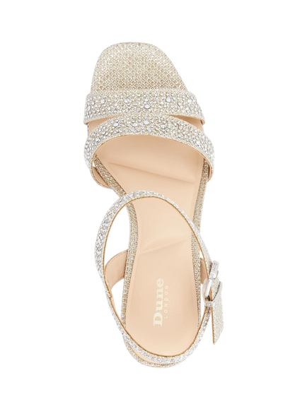 Dune London Manifesting Embellished Heeled Sandals, Gold - view 2, Gold