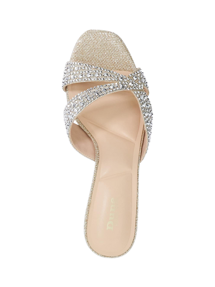 Dune London Monette Embellished Slip On Mule, Gold - view 2, Gold