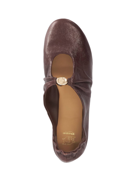 Dune London Havella Leather Ballerina Pumps, Burgundy - view 2, Burgundy