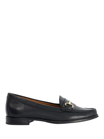Dune London Glenny Wide Fit Leather Flat Heel Loafers, Black