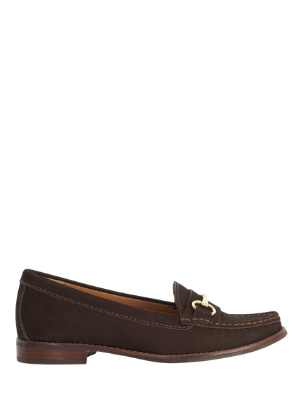 Dune London Glenny Wide Fit Nubuck Flat Heel Round Closed Toe Loafers, Brown