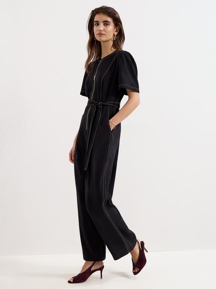 Phase Eight Petite Alix Zipped Jumpsuit, Black, Black