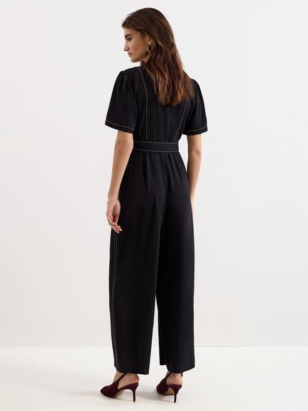 Phase Eight Petite Alix Zipped Jumpsuit, Black - view 2, Black
