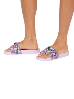 Kurt Geiger London Meena Eagle Butterfly Sliders, Purple - view 2, Purple