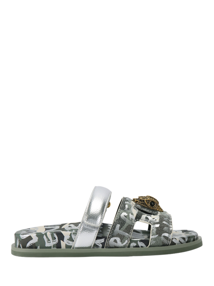Kurt Geiger London Eagle Embellished Cut Out Slider Sandals, Green, Green