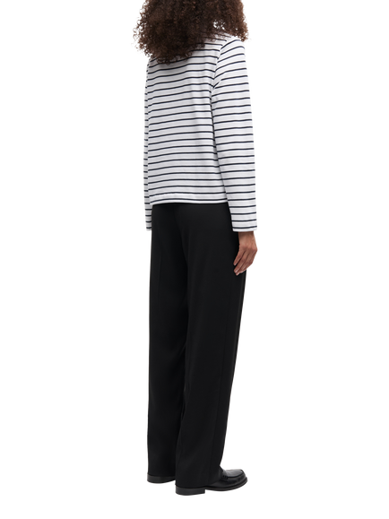 Samsøe Samsøe Camino Long Sleeve Striped Cotton T-Shirt, White/Navy - view 2, White/Navy