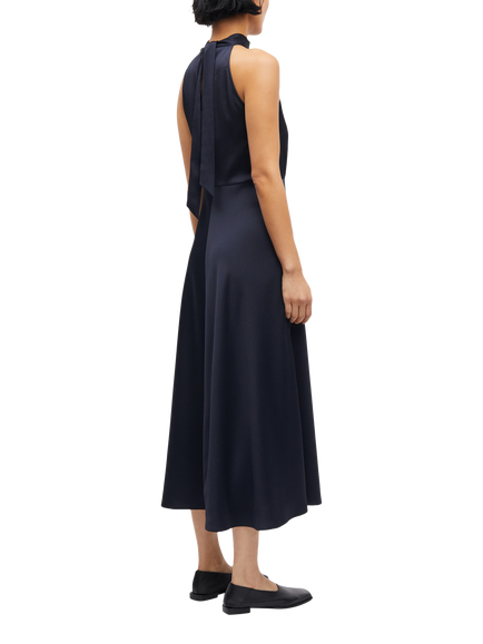 Samsøe Samsøe Rheo Halterneck Satin Midi Dress, Navy - view 2, Navy
