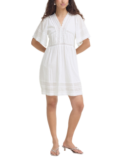ICHI Ihvoilana Lace Mini Dress, Cloud Dancer