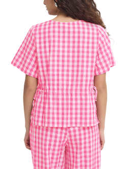 ICHI Ihfelica Checked Short Sleeve Shirt, Very Berry/Pink Chec - view 2, Very Berry/Pink Chec