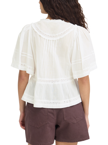 ICHI Ihvoilana V-Neck Blouse, Cloud Dancer - view 2, Cloud Dancer