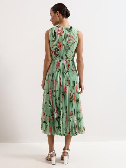 Phase Eight Petite Simara Floral Petite Dress, Green - view 2, Green