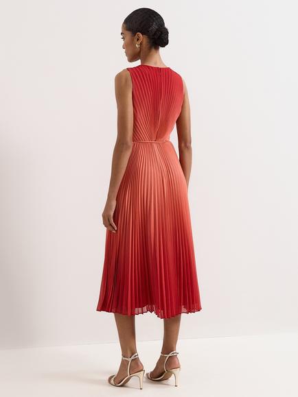 Phase Eight Simara Ombre Pleated Dress, Red - view 2, Red
