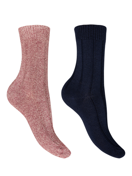 Charnos Cosy Bamboo Socks, Pack of 2, Berry/Black