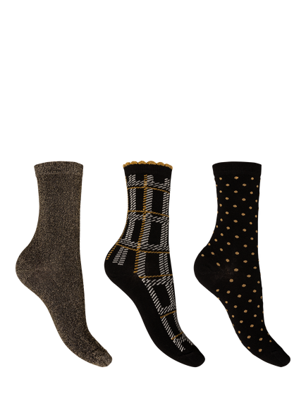 Charnos Sparkle, Tartan & Spot Socks Gift Box, Black/Multi, Black/Multi