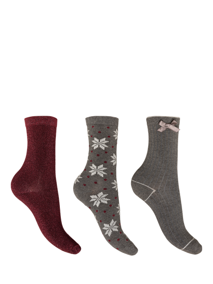 Charnos Sparkle, Snowflake & Ribbon Socks Gift Box, Charcoal/Multi, Charcoal/Multi