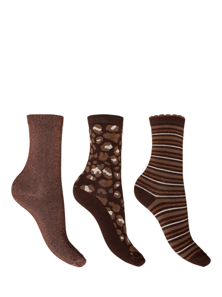 Charnos Sparkle, Stripe & Leopard Socks Gift Box, Chocolate, Chocolate