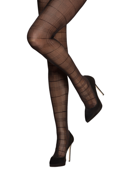 Charnos Tartan Tights, Black, Black