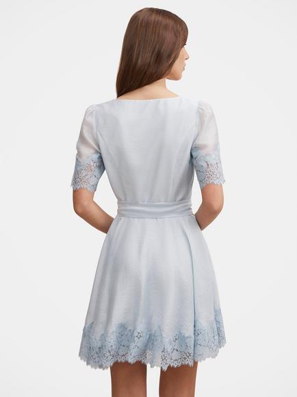 Forever New Alana Lace Trim Mini Dress, Soft Blue - view 2, Soft Blue