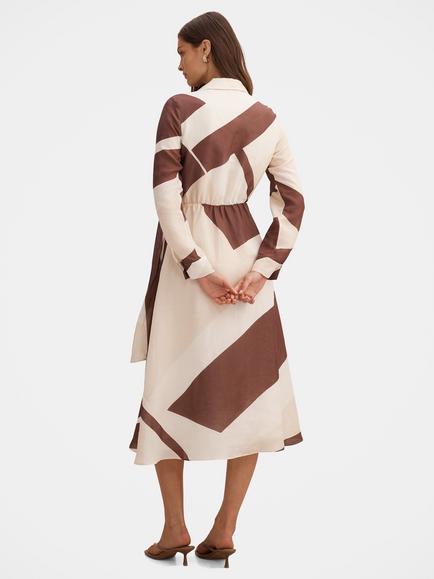 Forever New Angelina Linen Blend Tie Waist Midi Dress, Driftwood - view 2, Driftwood