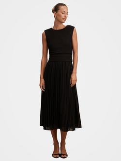 Forever New Emilia 2 in 1 Pleated Sleeveless Midi Dress, Black
