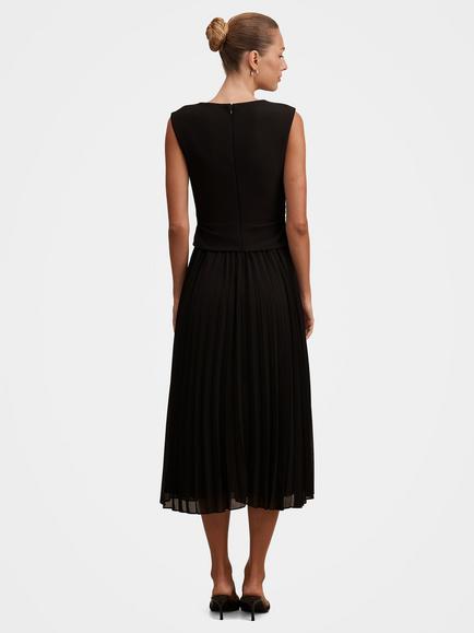 Forever New Emilia 2 in 1 Pleated Sleeveless Midi Dress - view 2, Black