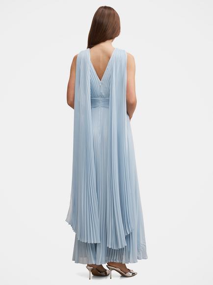 Forever New Leia Pleated Cape Maxi Dress, Soft Blue - view 2, Soft Blue