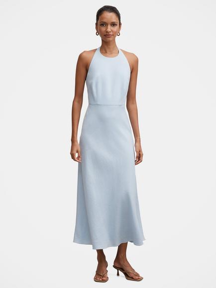 Forever New Soraya Petite Linen Blend Midi Dress, Bluebell, Bluebell