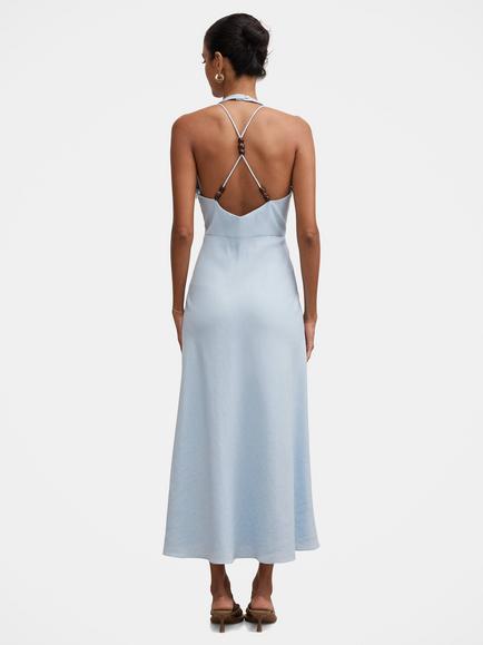 Forever New Soraya Petite Linen Blend Midi Dress, Bluebell - view 2, Bluebell