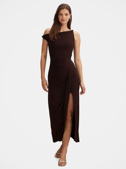 Forever New Vicky Asymmetric Jersey Dress, Dark Chocolate, Dark Chocolate