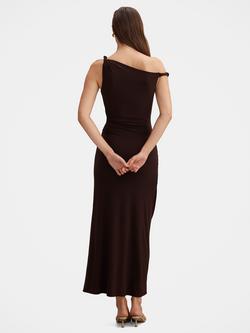 Forever New Vicky Asymmetric Jersey Dress, Dark Chocolate - view 2, Dark Chocolate