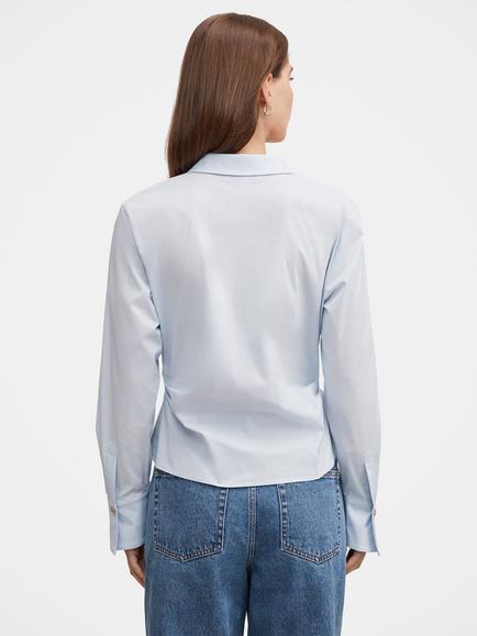 Forever New Ainsley Gathered Shirt, Blue - view 2, Blue