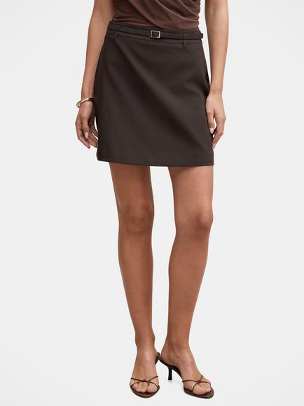 Forever New Eloise Belted Mini Skirt, Chocolate, Chocolate
